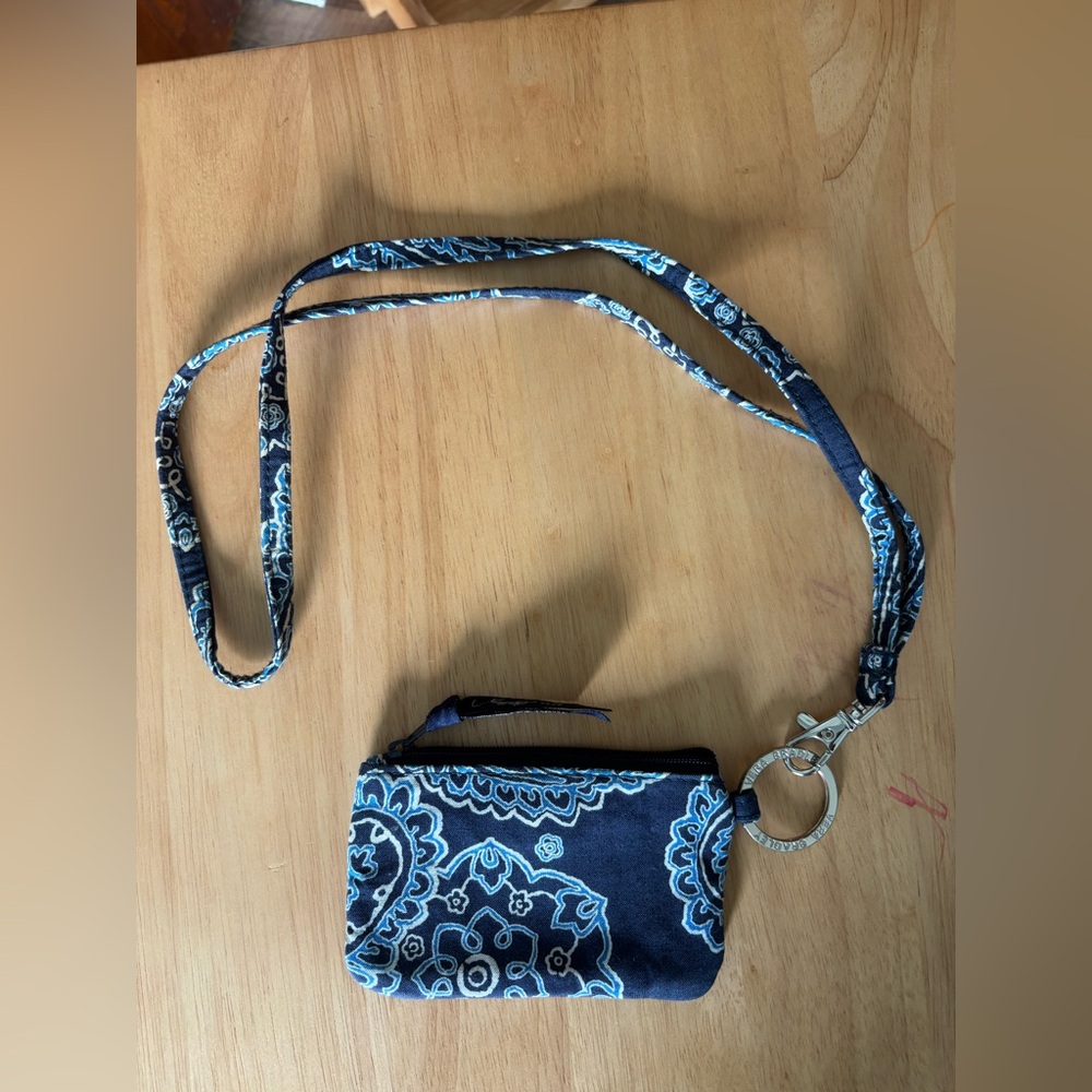 Vera Bradley Navy and White Paisley Wristlet